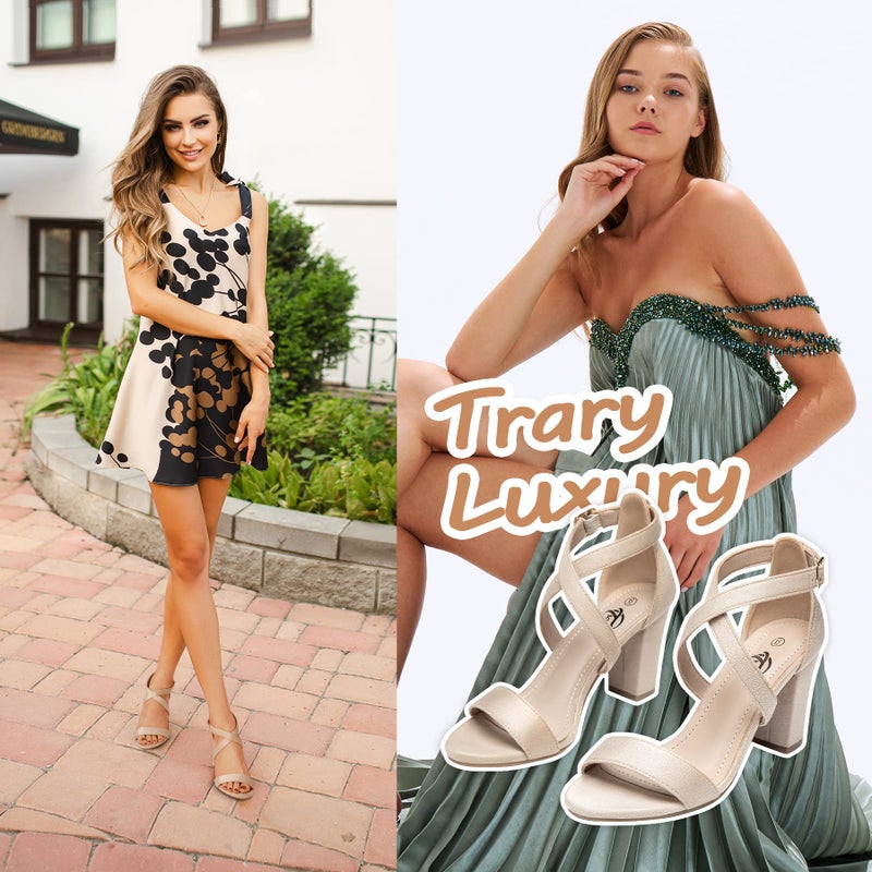 Trary Women's Ankle Strap and Adjustable Buckle Chunky Pump Heel Sandals Brown Size: 7 - Image 4